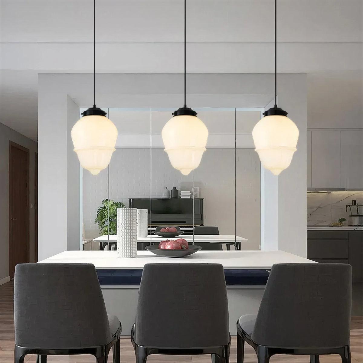 Modern Ceiling Pendant Light With Hanging Geometric Frosted Shade Fixture
