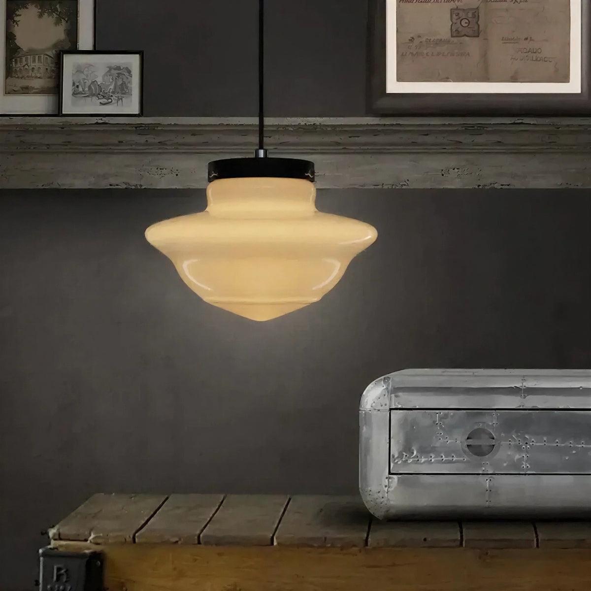 Modern Ceiling Pendant Light With Hanging Geometric Frosted Shade Fixture