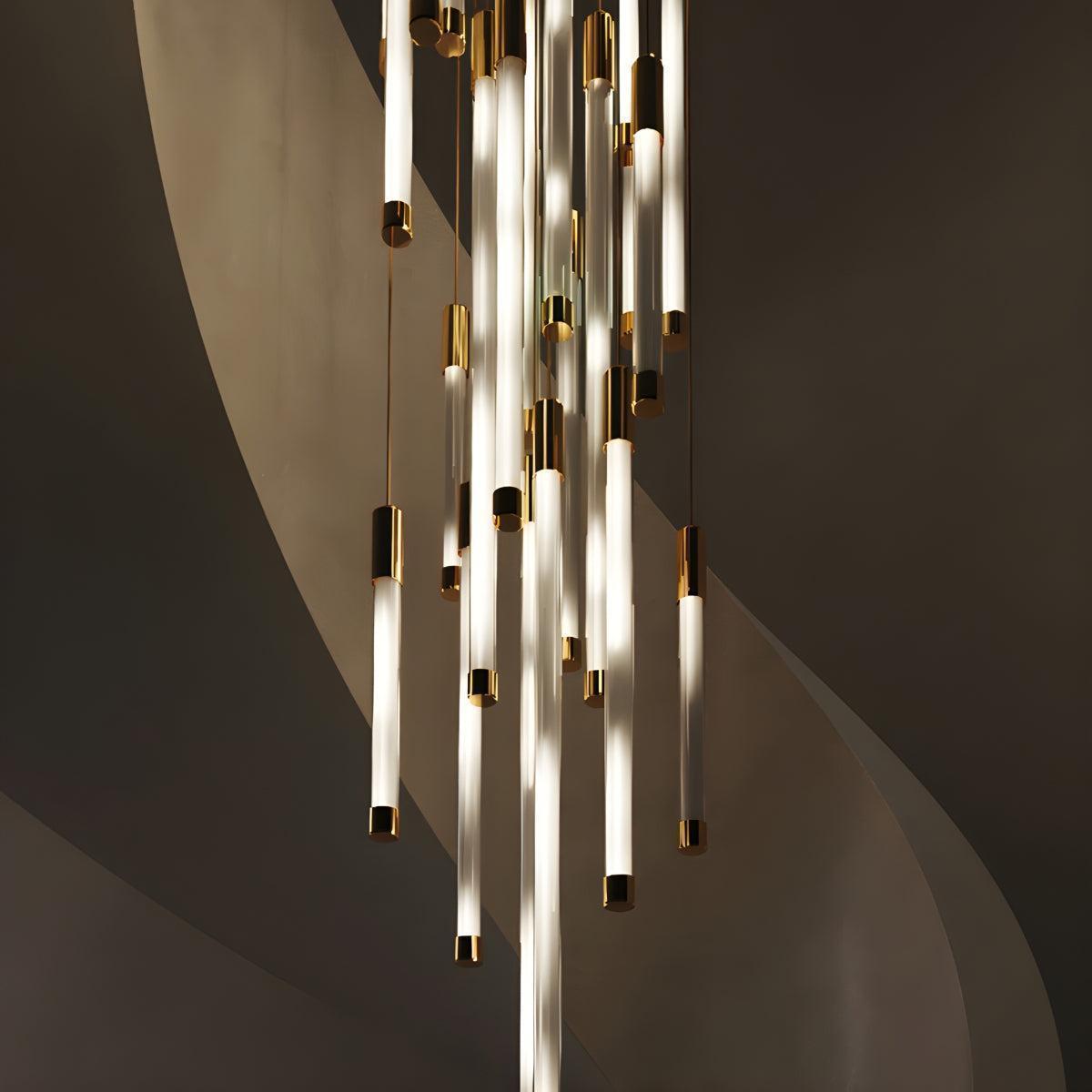 Modern Chandelier Light With Dimmable Vertical Tube Pendant Lights