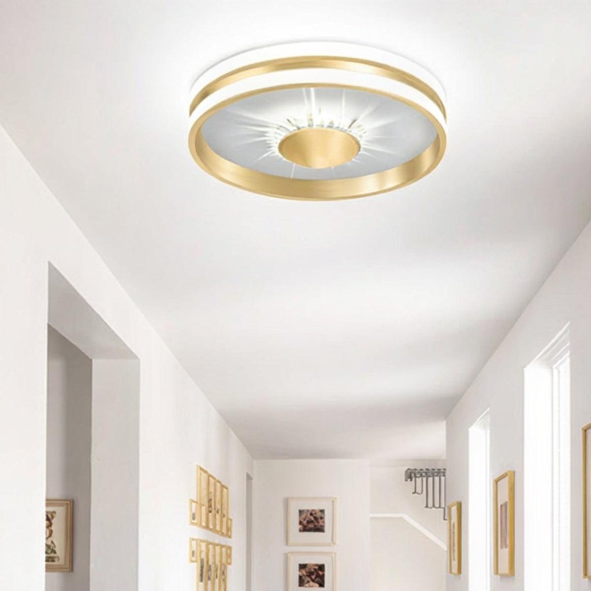 Modern LED Flush Mount Ceiling Light Fixture With Radiant Crystal Prism Accents