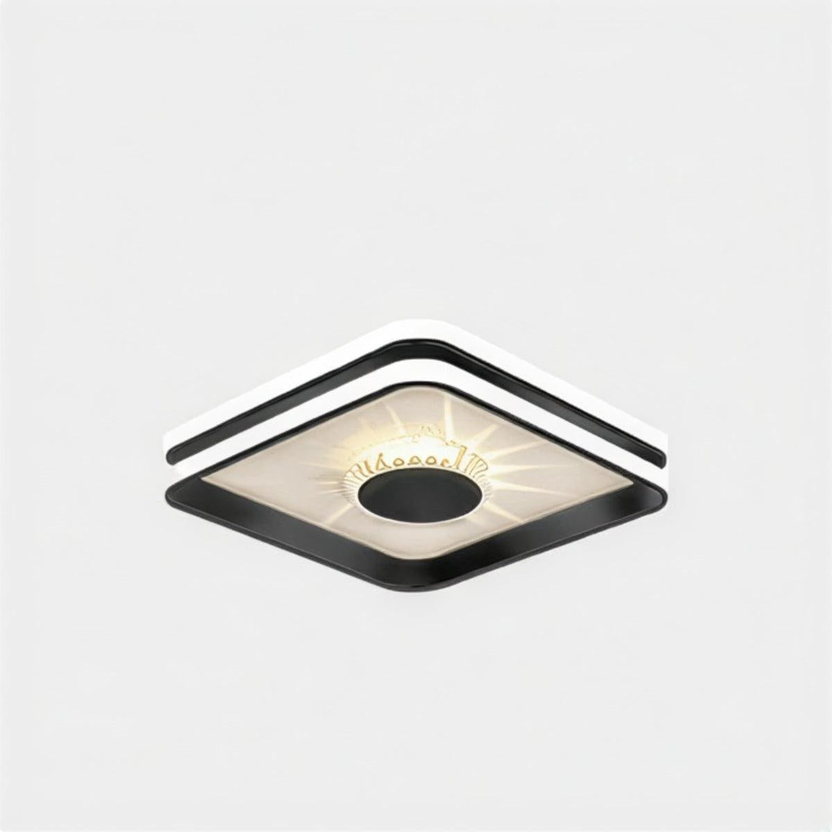 Modern LED Flush Mount Ceiling Light Fixture With Radiant Crystal Prism Accents