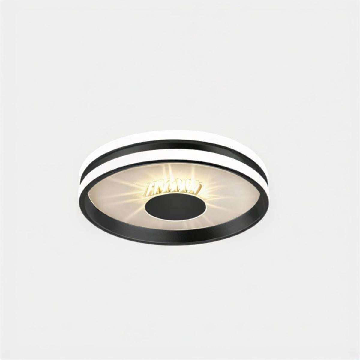 Modern LED Flush Mount Ceiling Light Fixture With Radiant Crystal Prism Accents