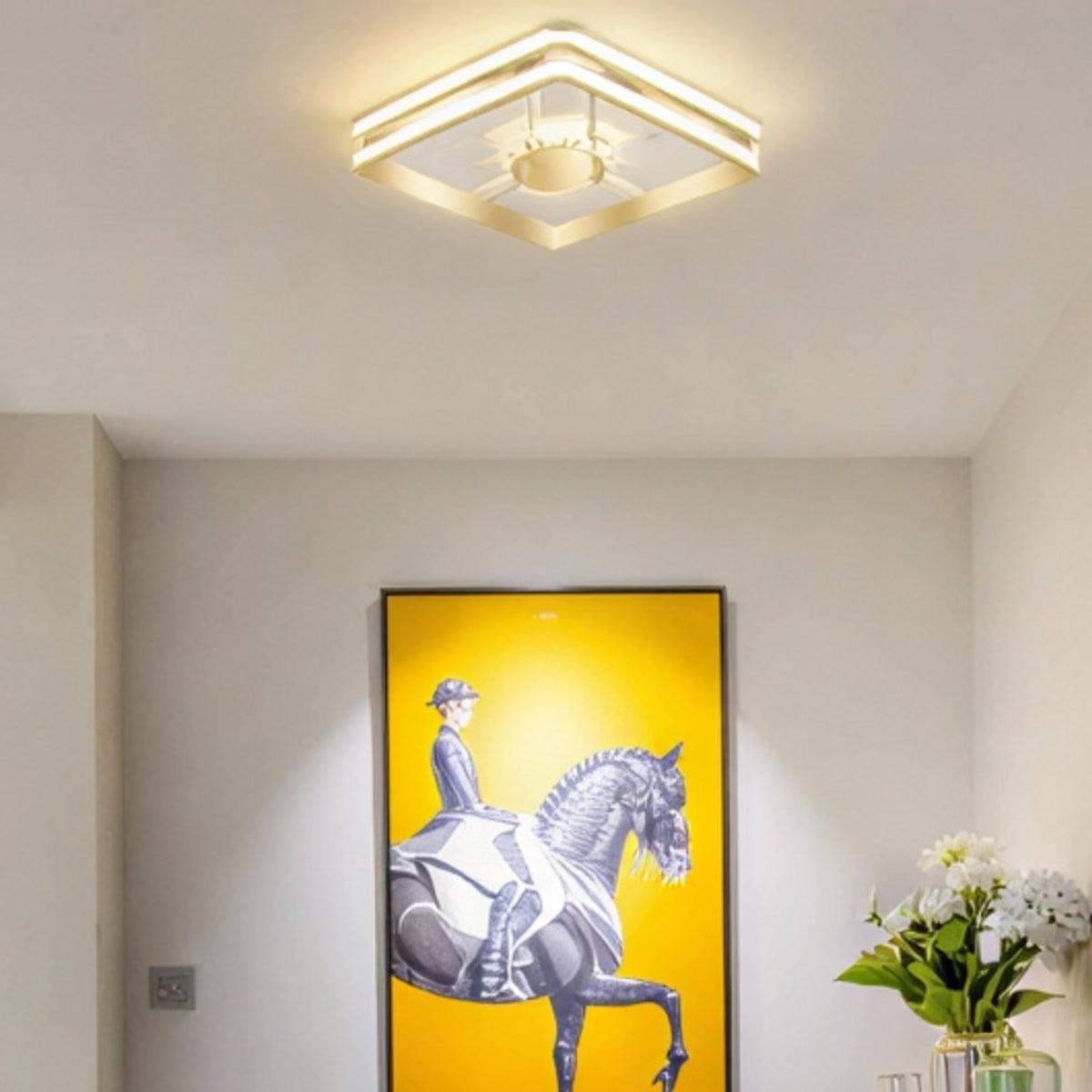 Modern LED Flush Mount Ceiling Light Fixture With Radiant Crystal Prism Accents