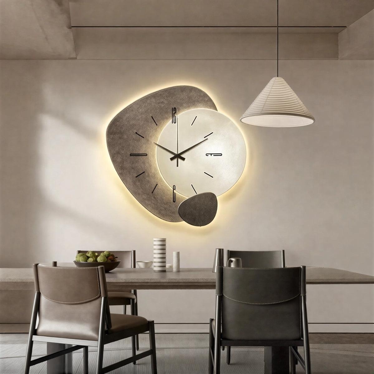 Modern Living Room Wall Clock With Silent Minimalist Sculptural Stone Design
