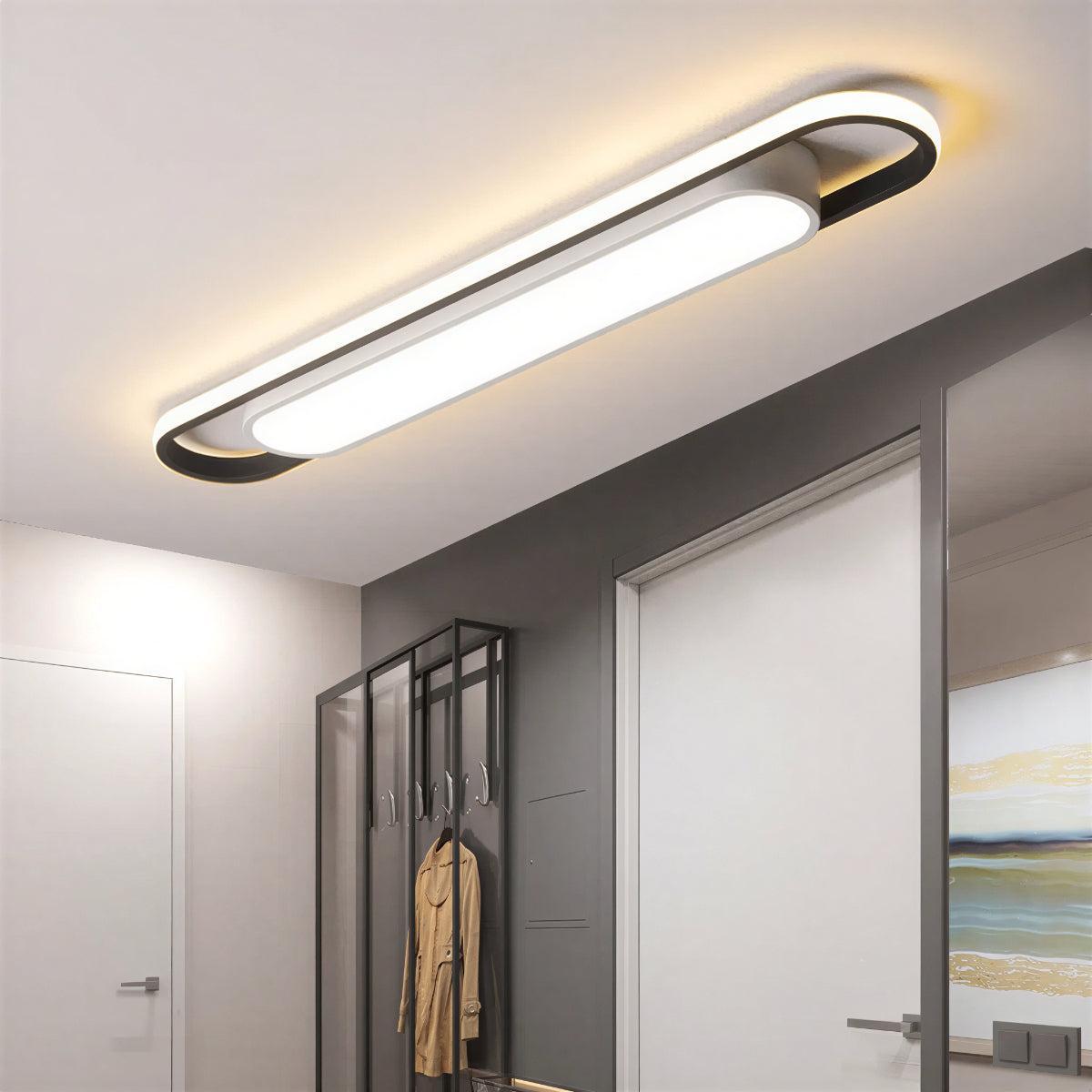 Modern Long Elongated Flush Ceiling Light With Ambient Glow