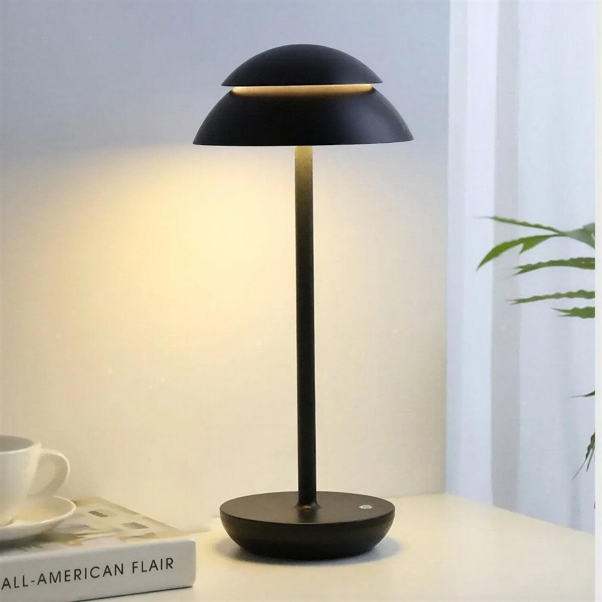 Modern Mushroom Shaped Table Lamp With Rechargeable Battery Operation