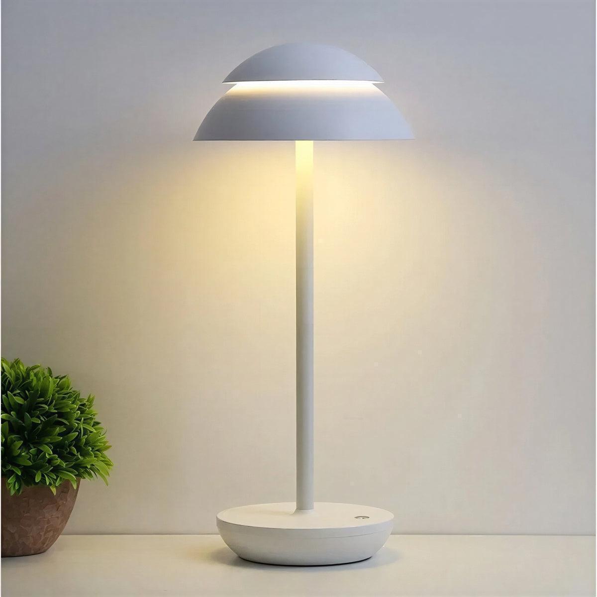 Modern Mushroom Shaped Table Lamp With Rechargeable Battery Operation