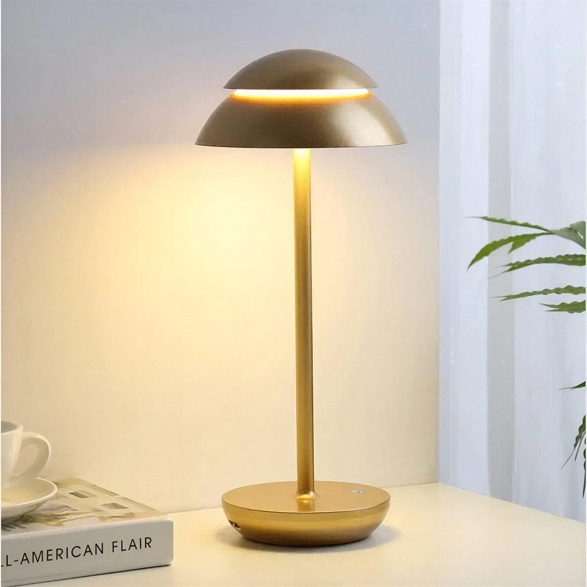 Modern Mushroom Shaped Table Lamp With Rechargeable Battery Operation