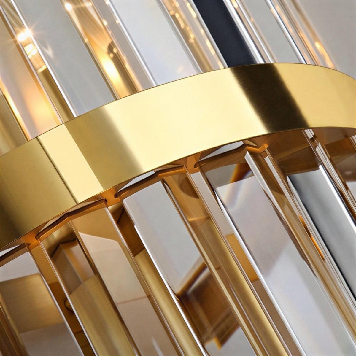 Modern Polished Prismatic Wall Light With Crystal Cage