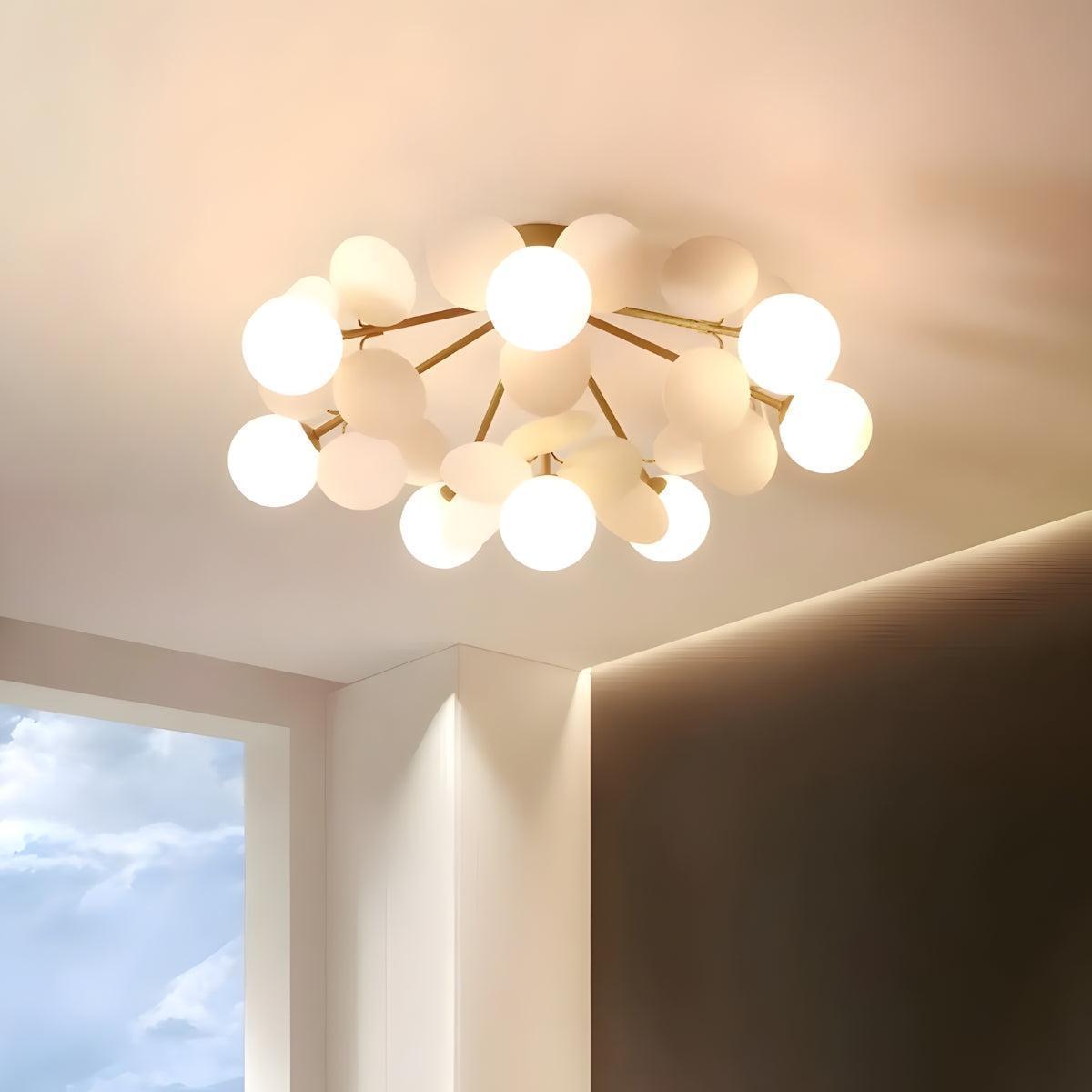 Modern Semi Flush Mount Ceiling Light With Spherical Globe Design