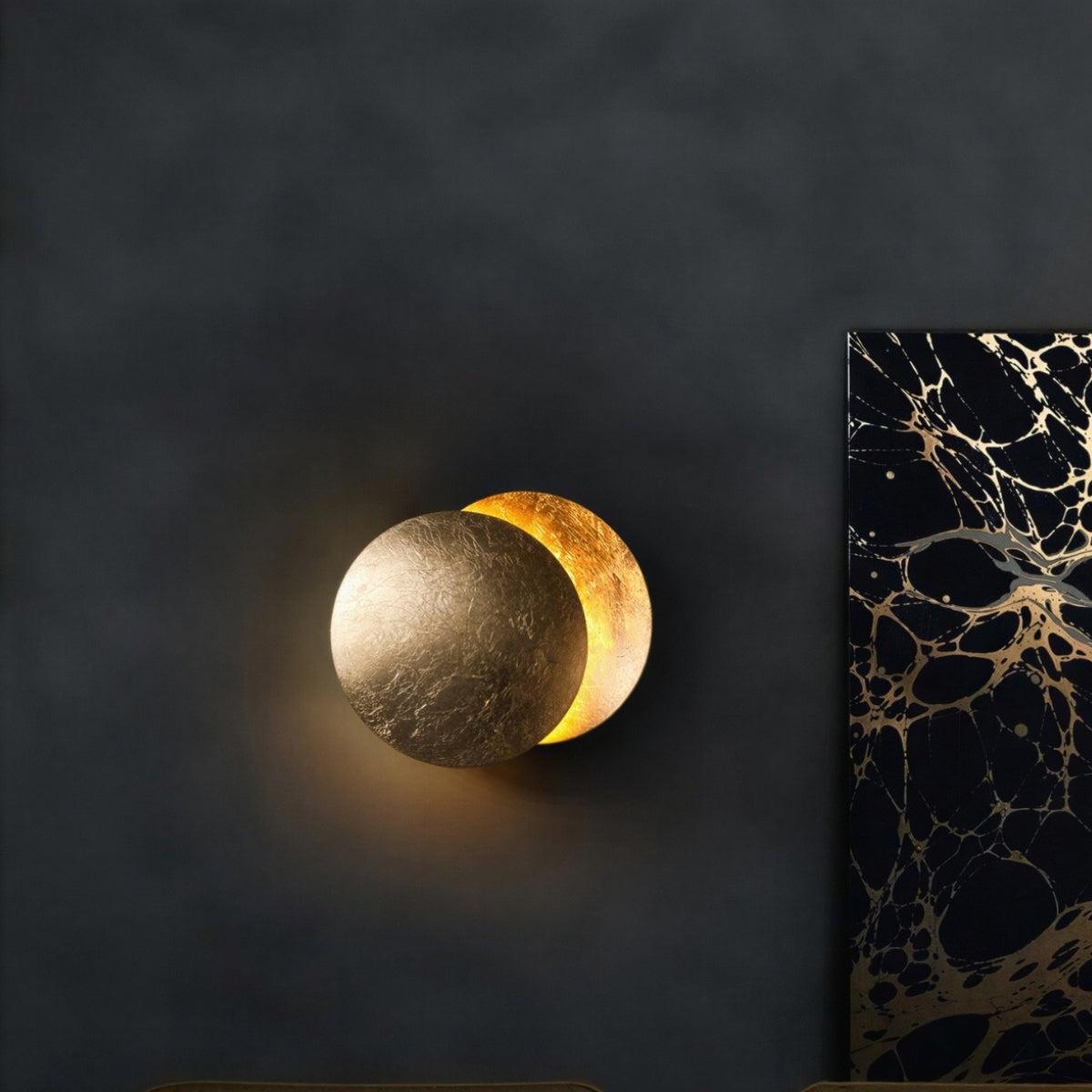 Modern Wall Light With Adjustable Rotating Solar Eclipse Design
