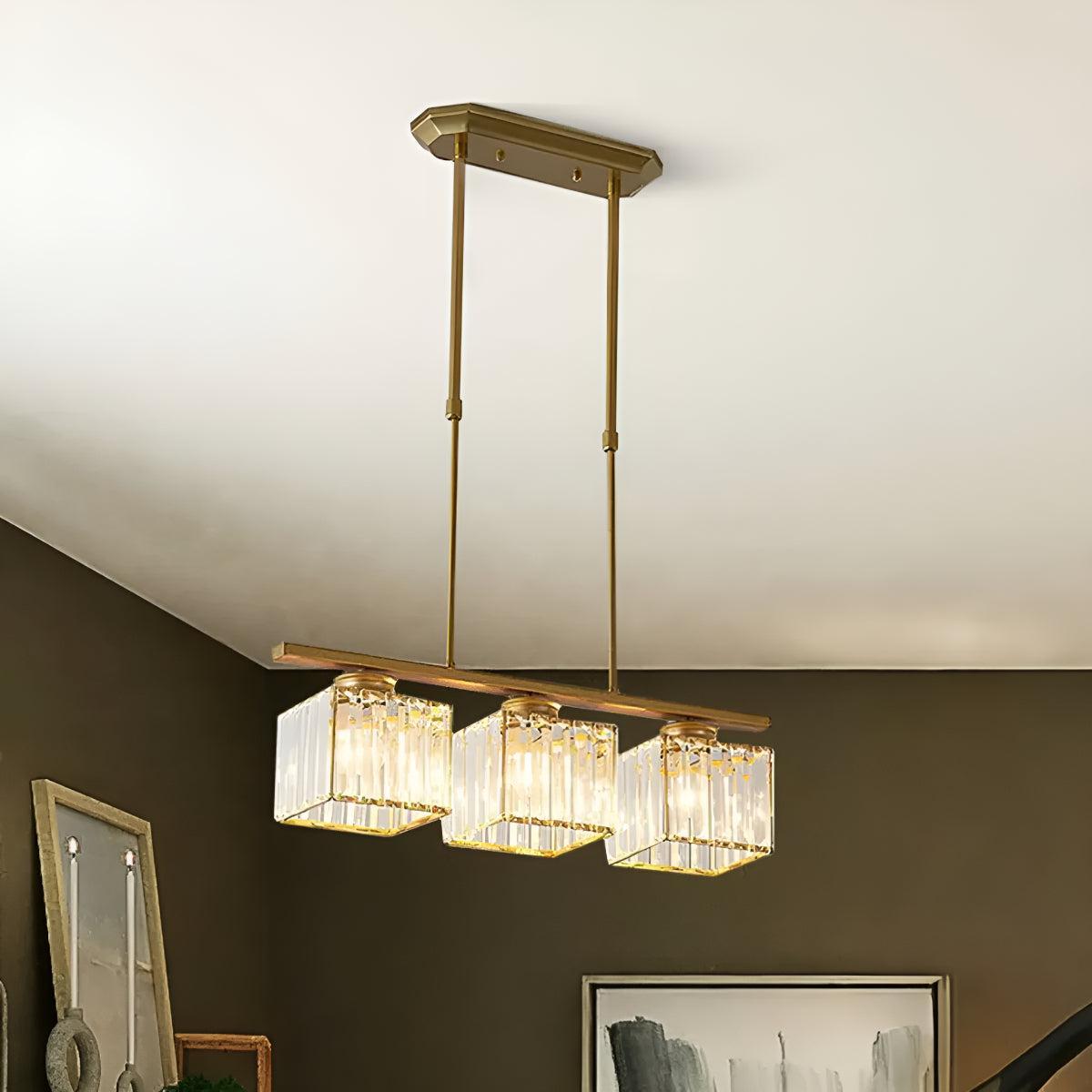 Nordic Kitchen Island Lighting With Glass Pendant Shades