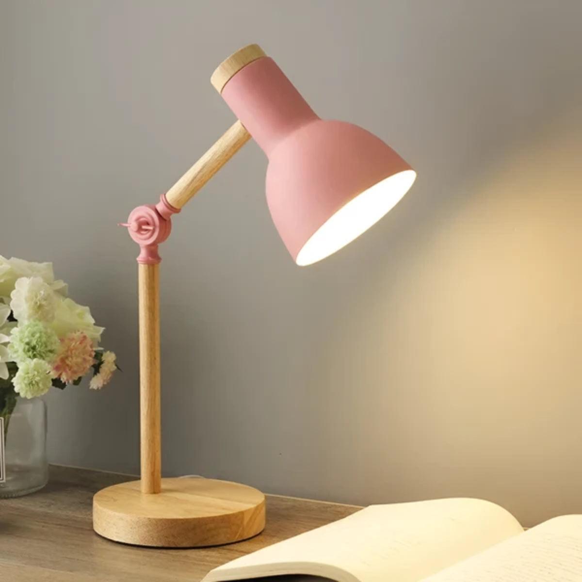 Nordic Wooden Table Lamp With Adjustable Arm And Warm Ambient Glow