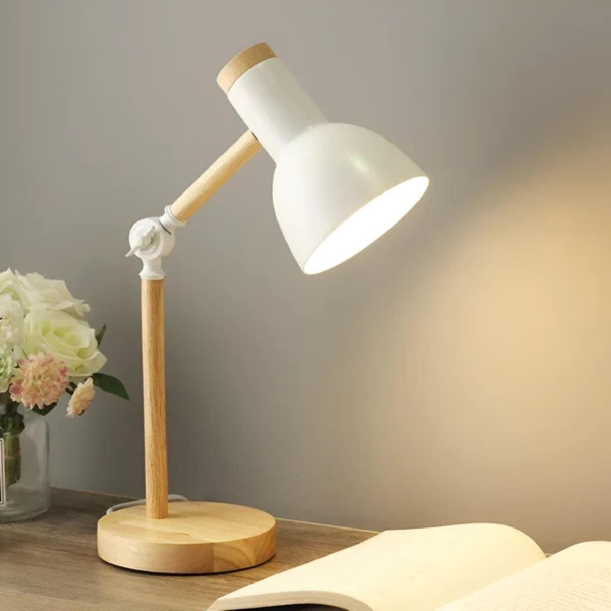 Nordic Wooden Table Lamp With Adjustable Arm And Warm Ambient Glow