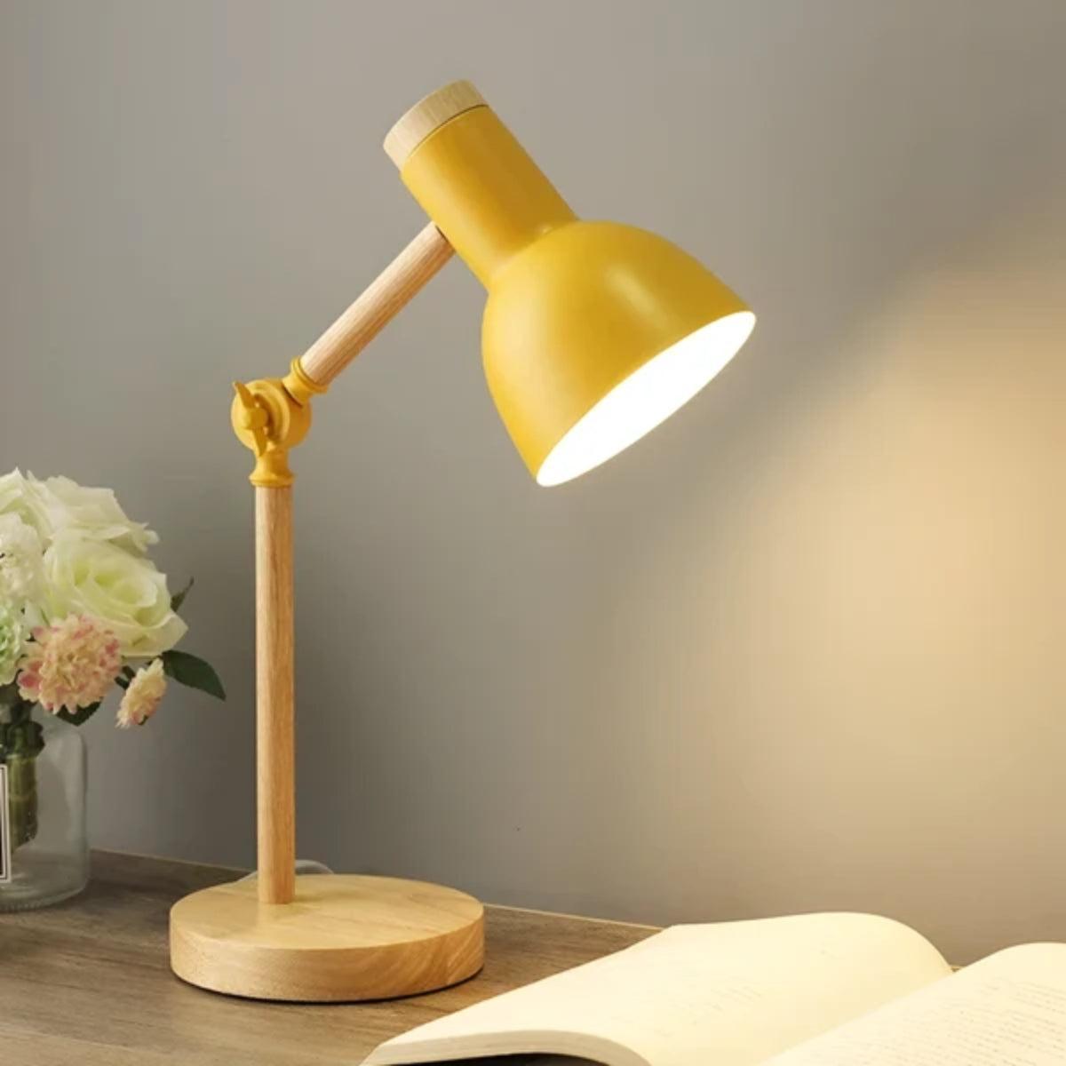 Nordic Wooden Table Lamp With Adjustable Arm And Warm Ambient Glow