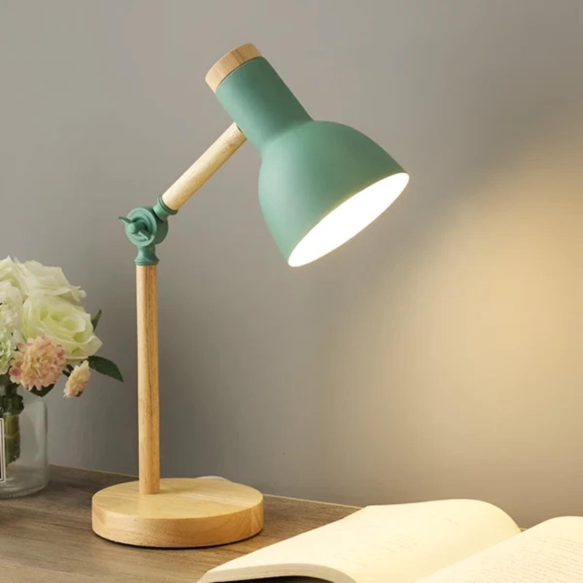 Nordic Wooden Table Lamp With Adjustable Arm And Warm Ambient Glow