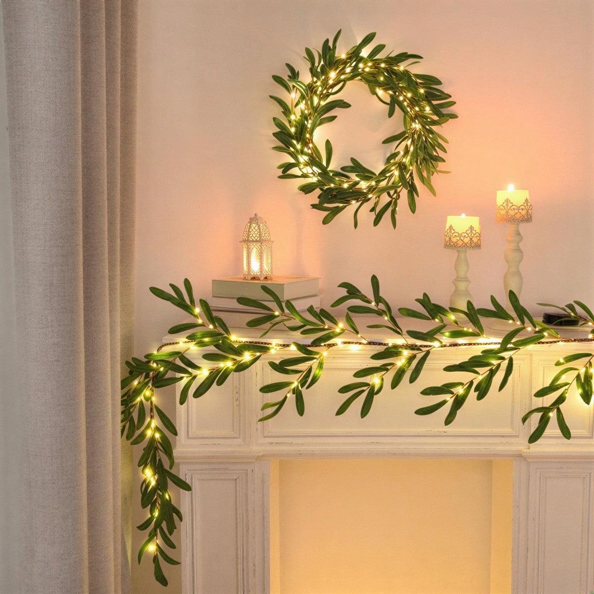 Olive Branch Garland Fairy Lights For Aesthetic Room Decor