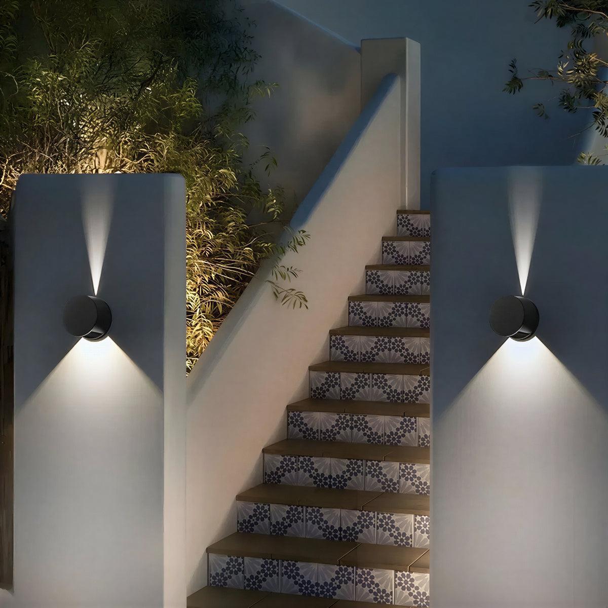 Outdoor Exterior Circular Wall Light With Up And Down Beam