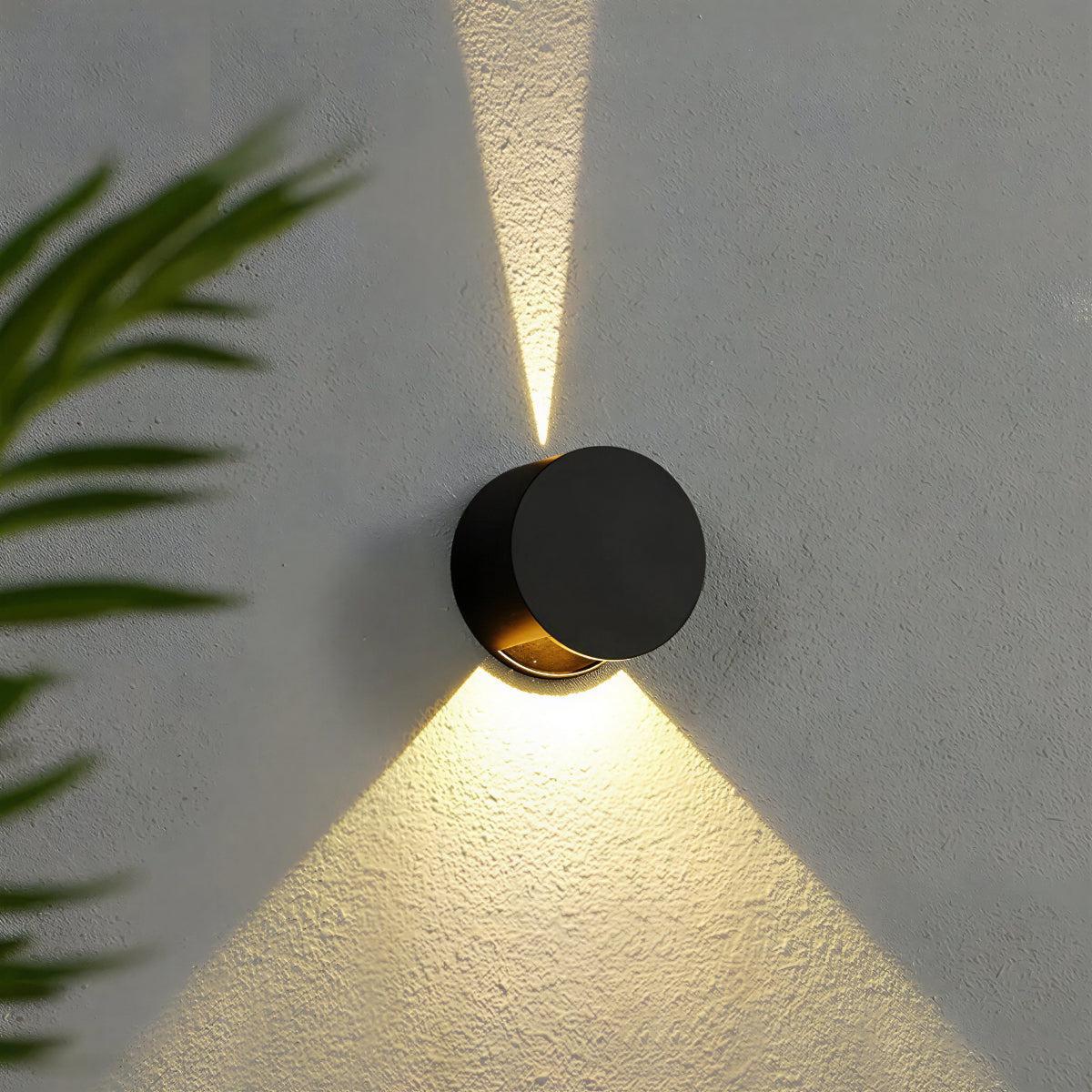 Outdoor Exterior Circular Wall Light With Up And Down Beam