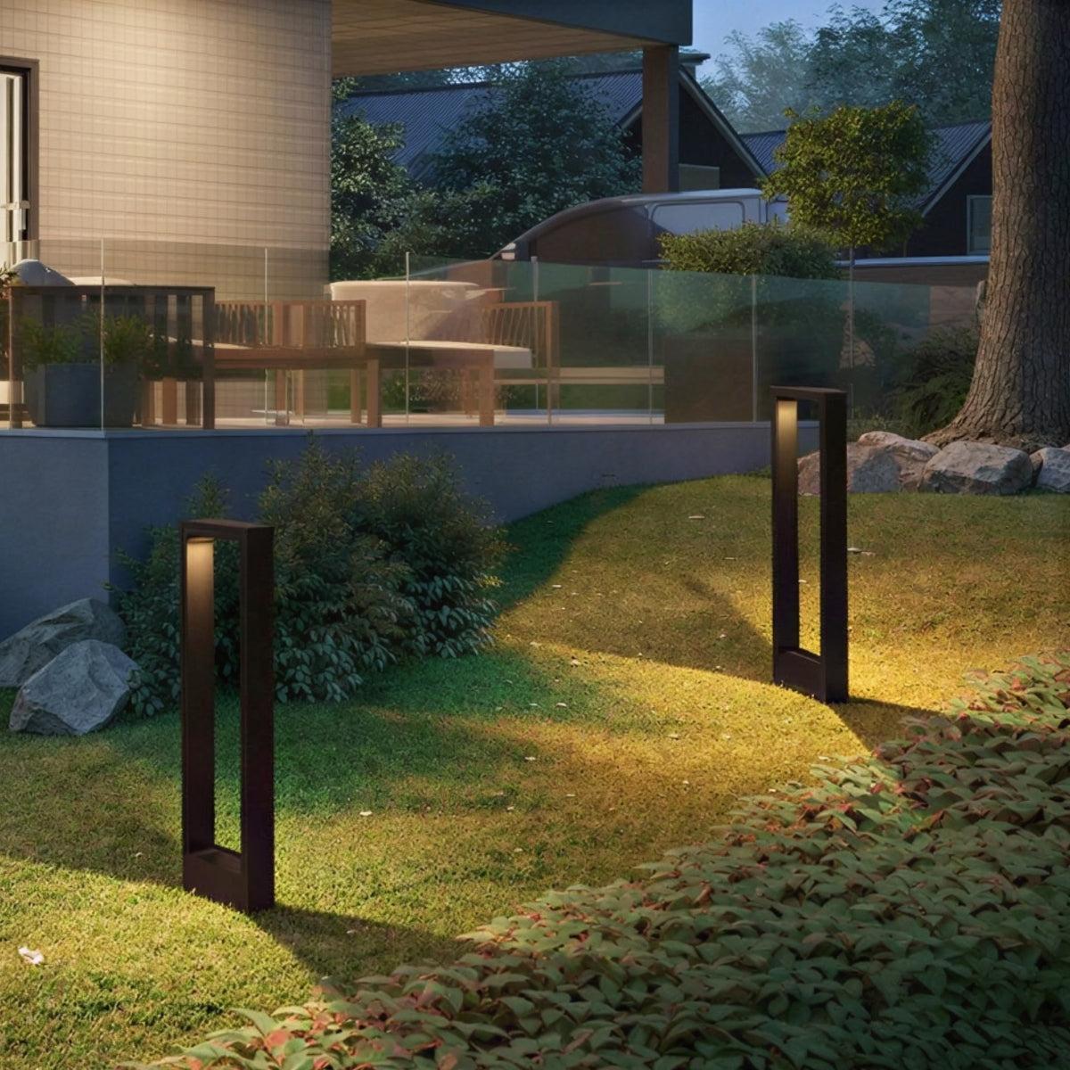 Outdoor Minimalist Rectangular Frame Solar Powered Garden Light For Pathway
