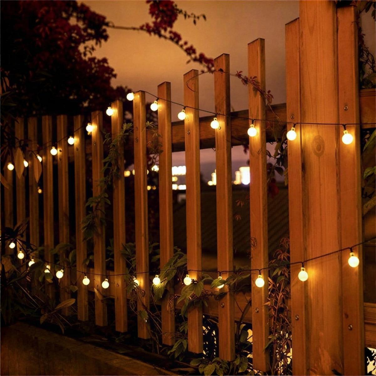 Outdoor Solar Powered Garden Lights With Spherical Bulbs