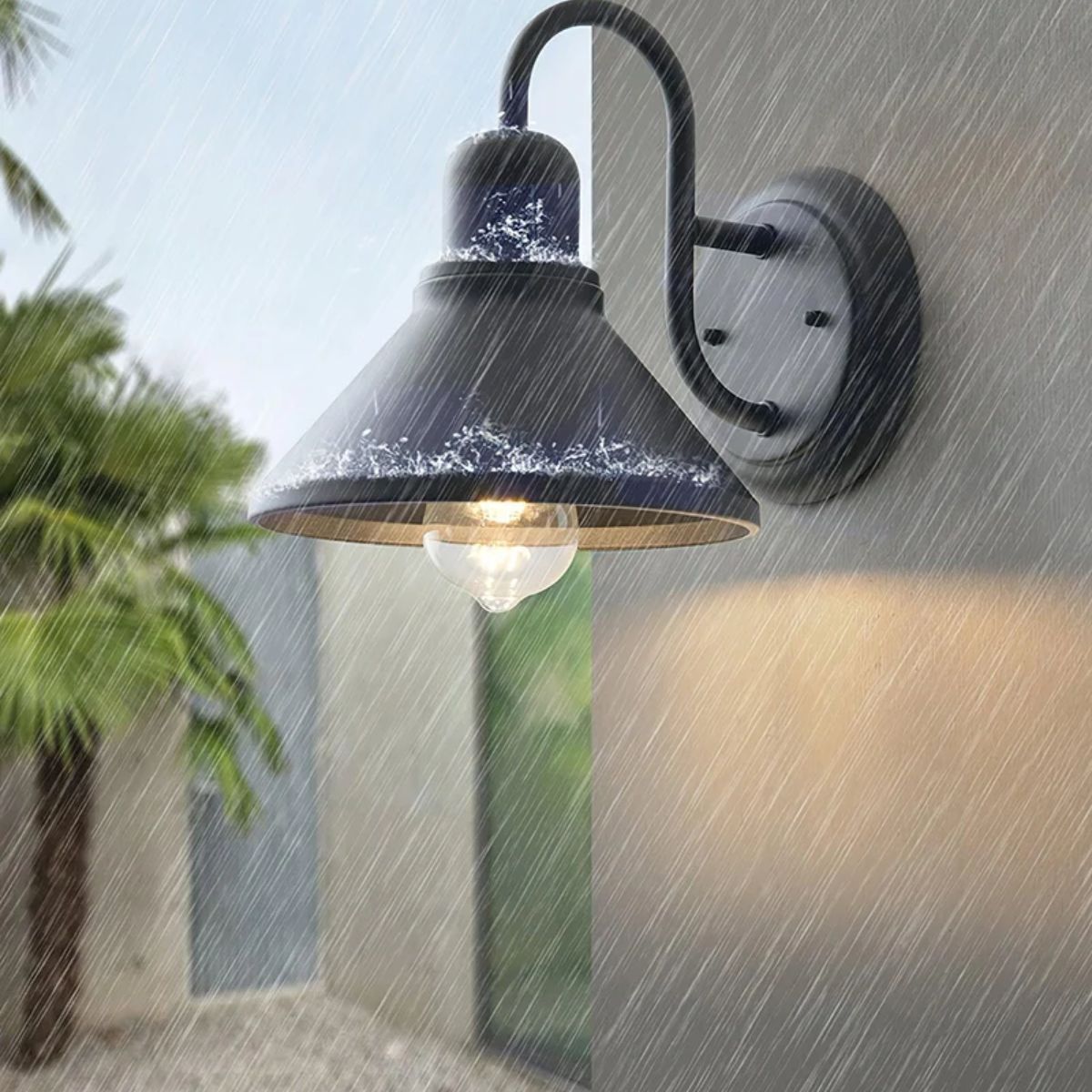 Outdoor Vintage Barn Wall Lantern With Gooseneck Arm Shade