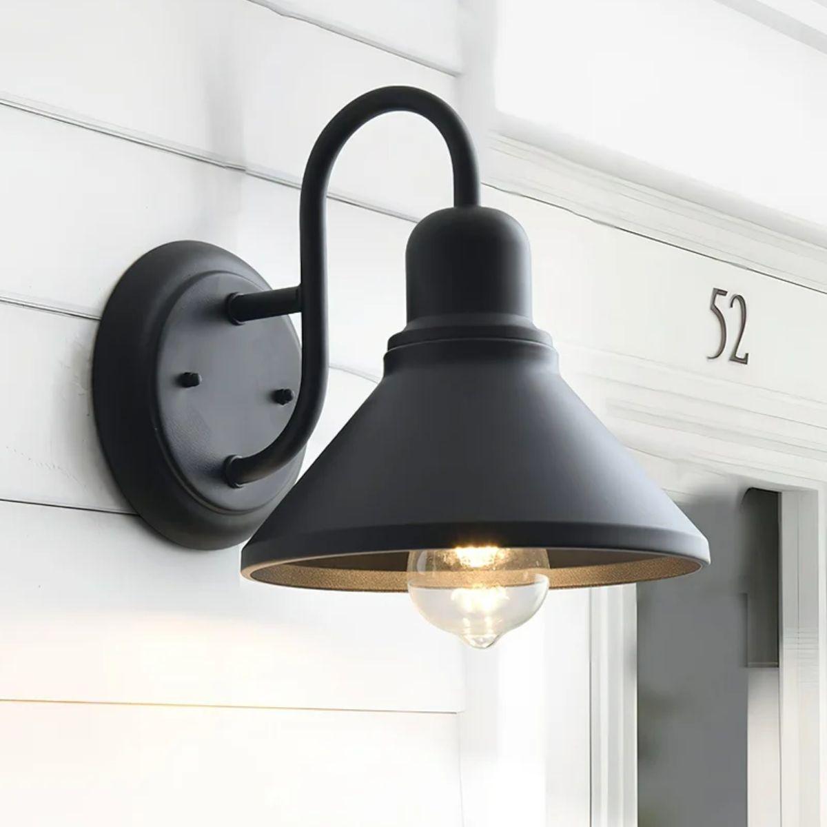 Outdoor Vintage Barn Wall Lantern With Gooseneck Arm Shade