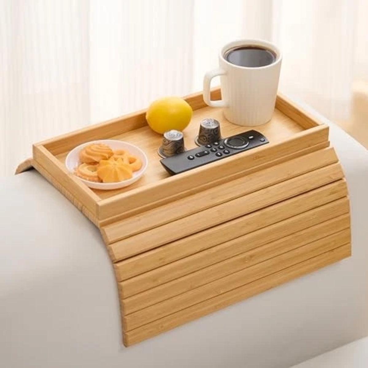 Over Armrest Sofa Tray Table Attachment For Food And Drink