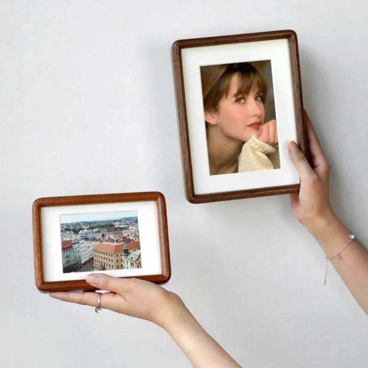 Photo Picture Display Frame Stand With Rounded Wood Corners