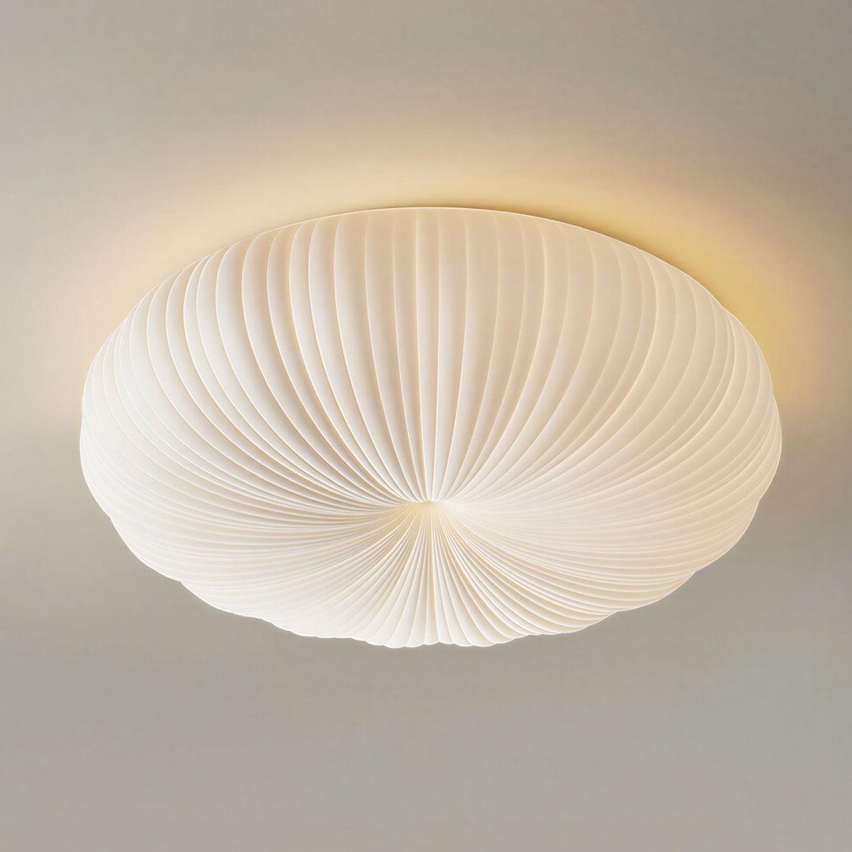 Pleated Radial Donut LED Flush Mount Ceiling Light With Dimmable Function And Remote Control