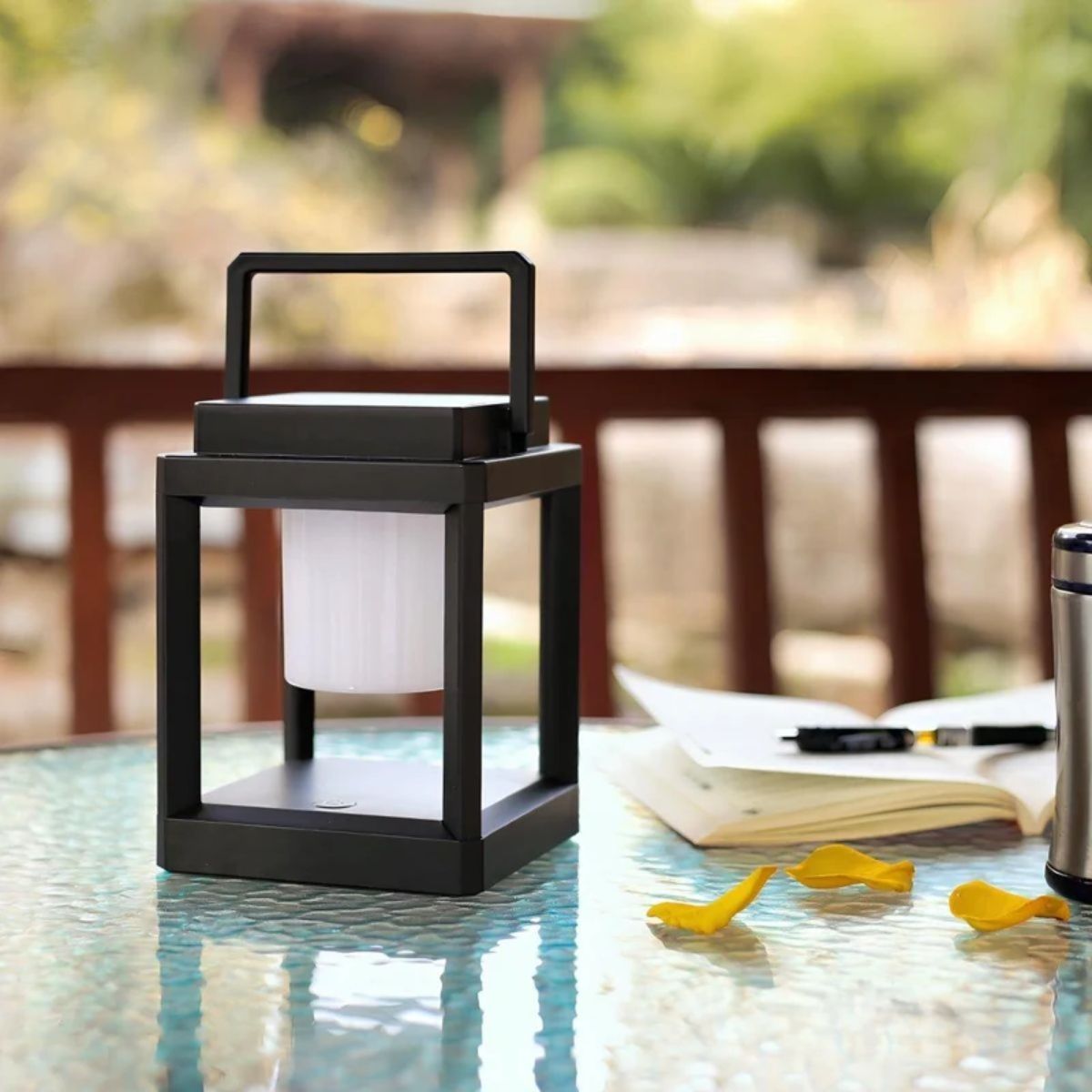 Portable Outdoor Solar Powered Lantern With Hollow Cube Design