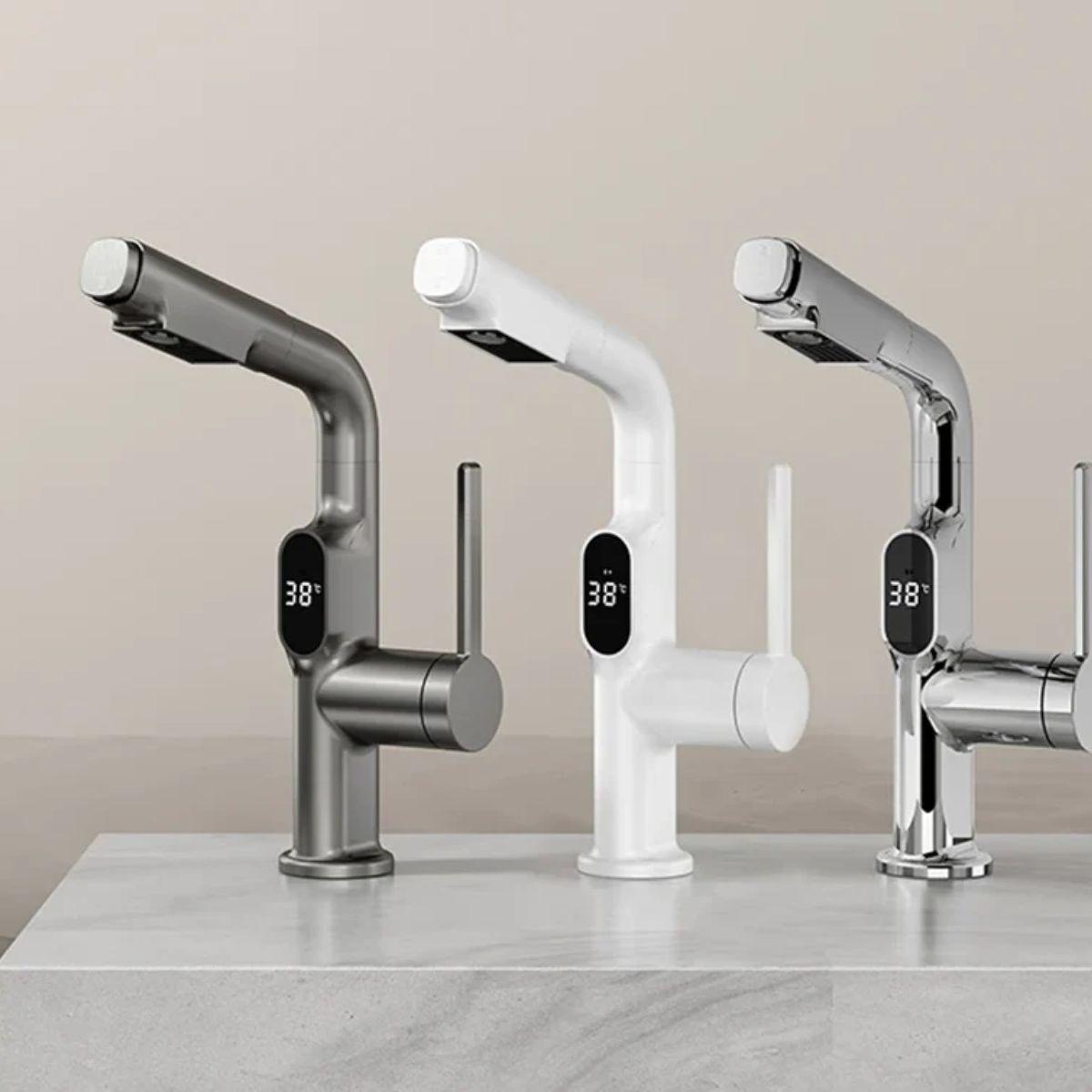 Pull Out Kitchen Mixer Tap With Temperature Display
