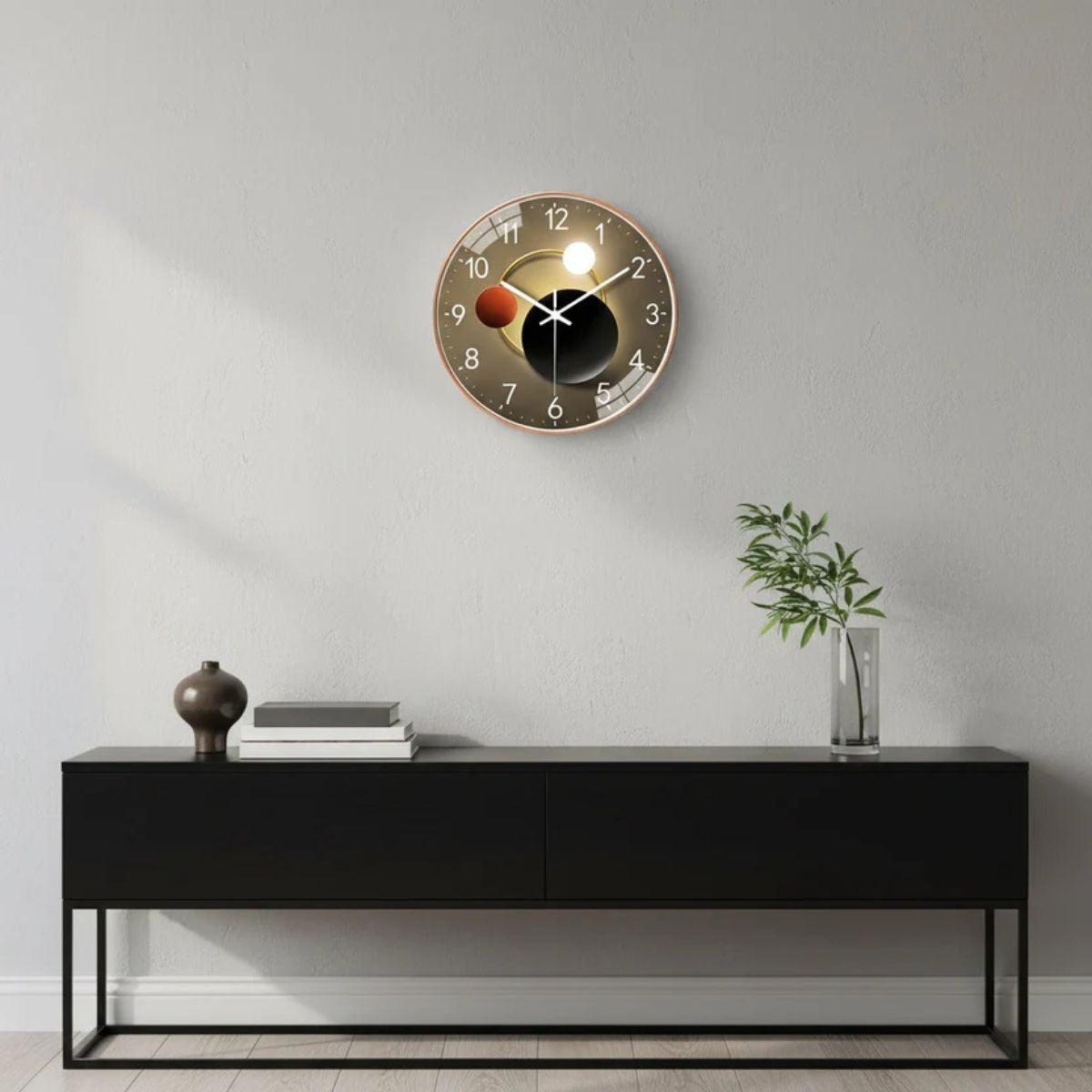 Quiet Modern Wall Clock With Luminous Glass Face Design