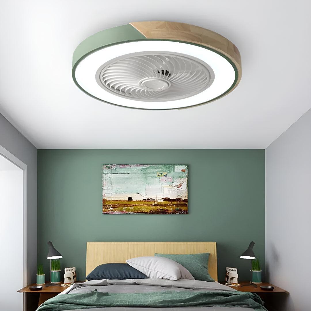 Quiet Semi Flush Bladeless Ceiling Fan Light and Remote Control