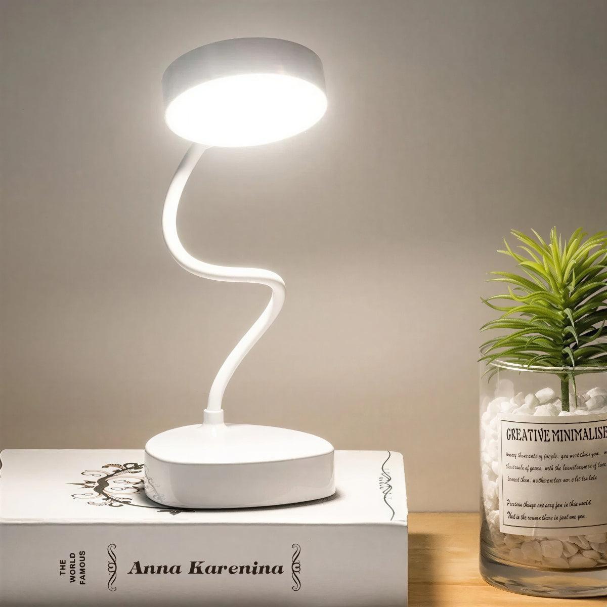 Rechargeable Bedside Table Lamp With Adjustable Gooseneck And Touch Sensor