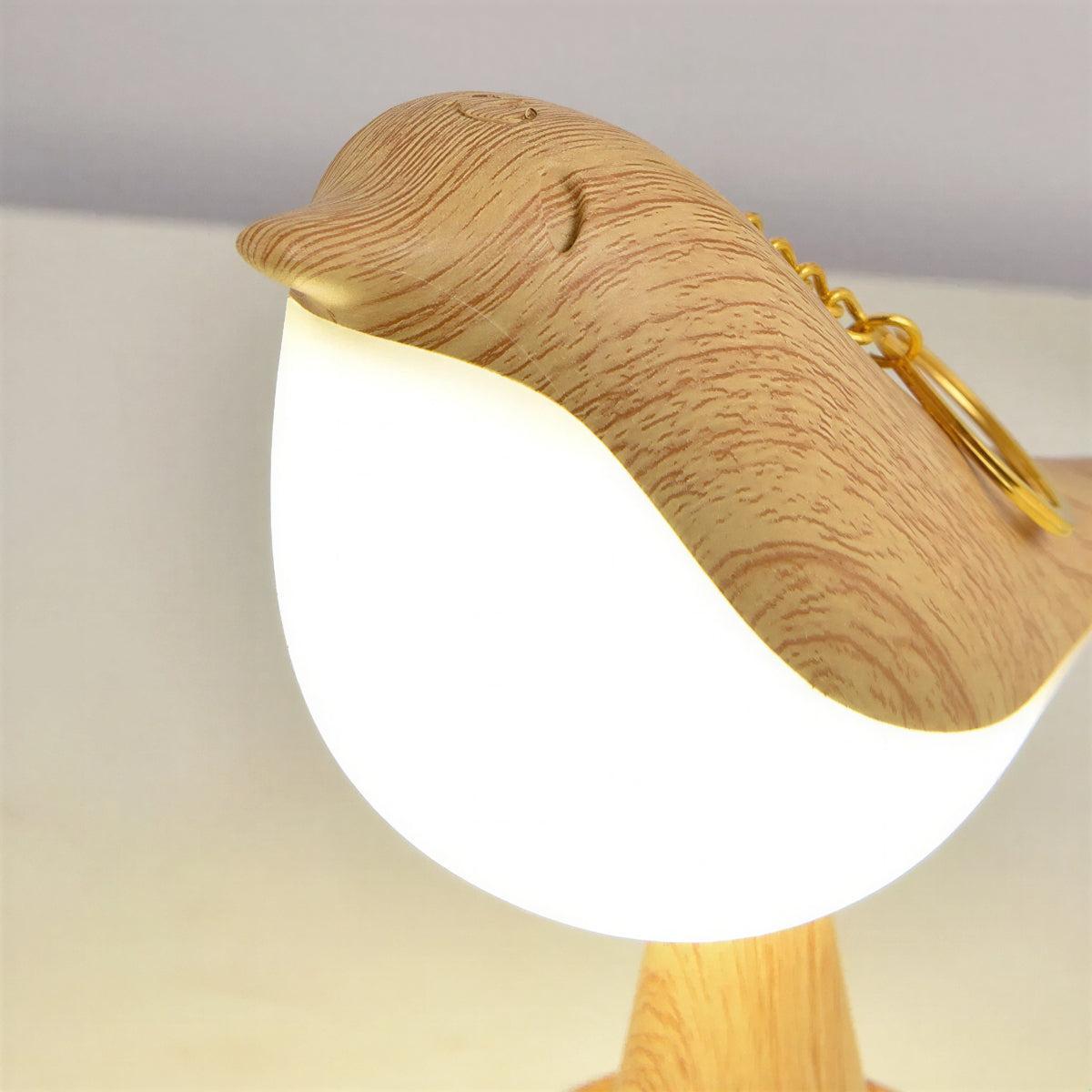 Rechargeable Bird Styled Wooden Table Lamp With Battery Operation And Touch Control