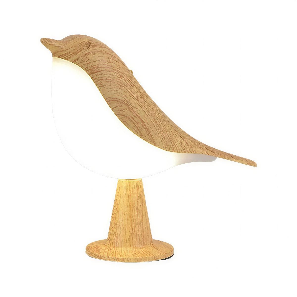 Rechargeable Bird Styled Wooden Table Lamp With Battery Operation And Touch Control