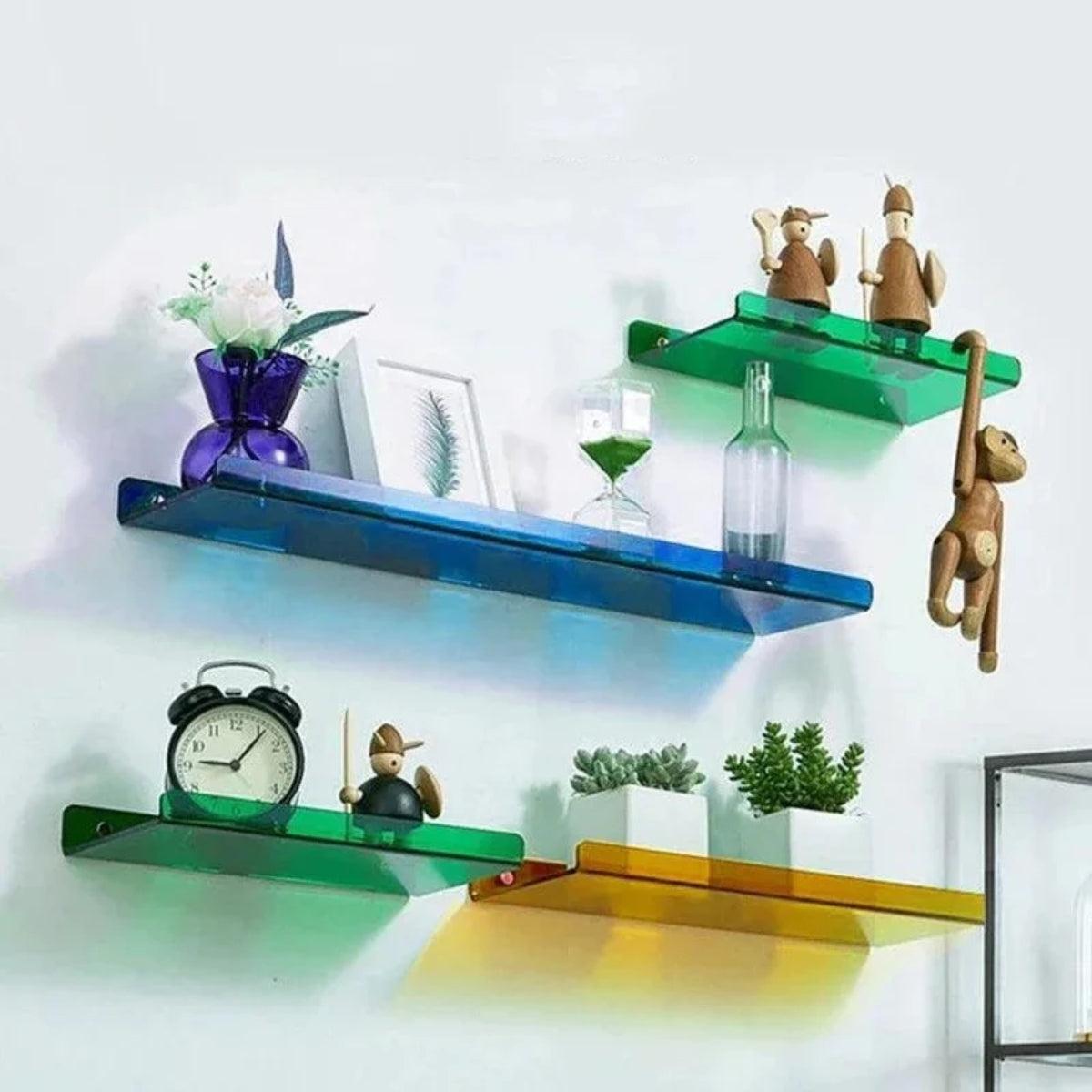 Retro Acrylic Floating Wall Shelf For Home Storage And Display