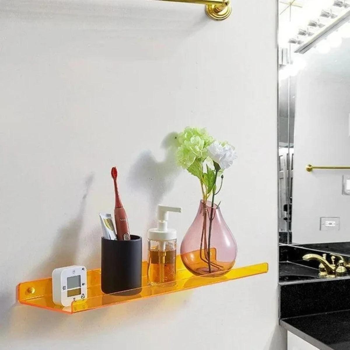 Retro Acrylic Floating Wall Shelf For Home Storage And Display