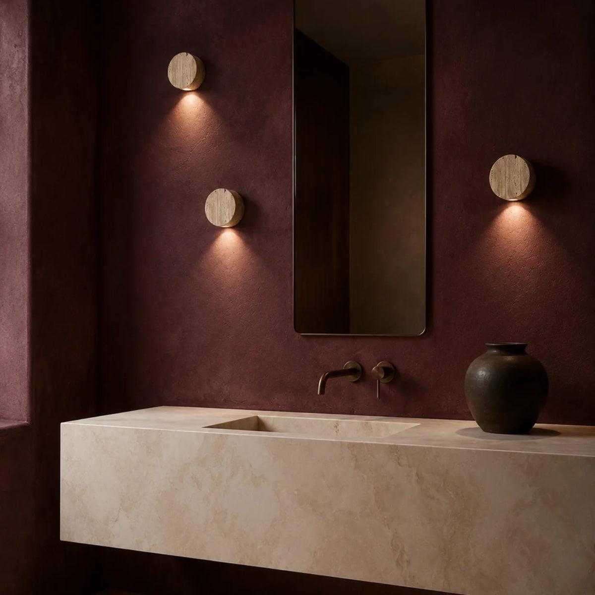 Round Stone Wall Light For Bedroom Bathroom And Lounge