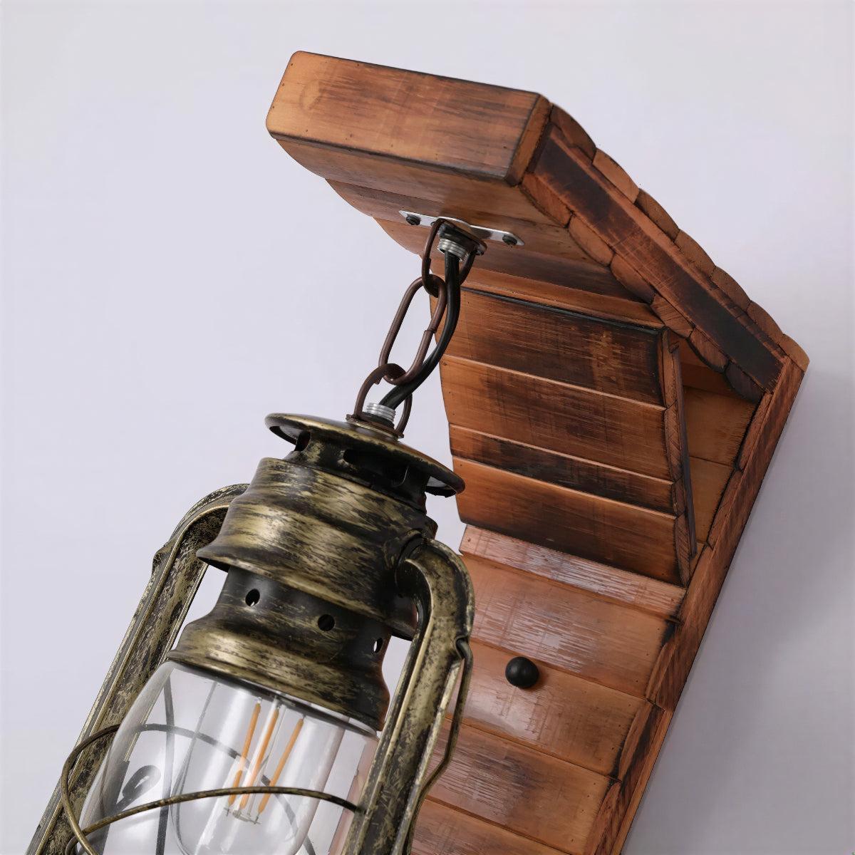 Rustic Industrial Wall Light With Vintage Lantern Design