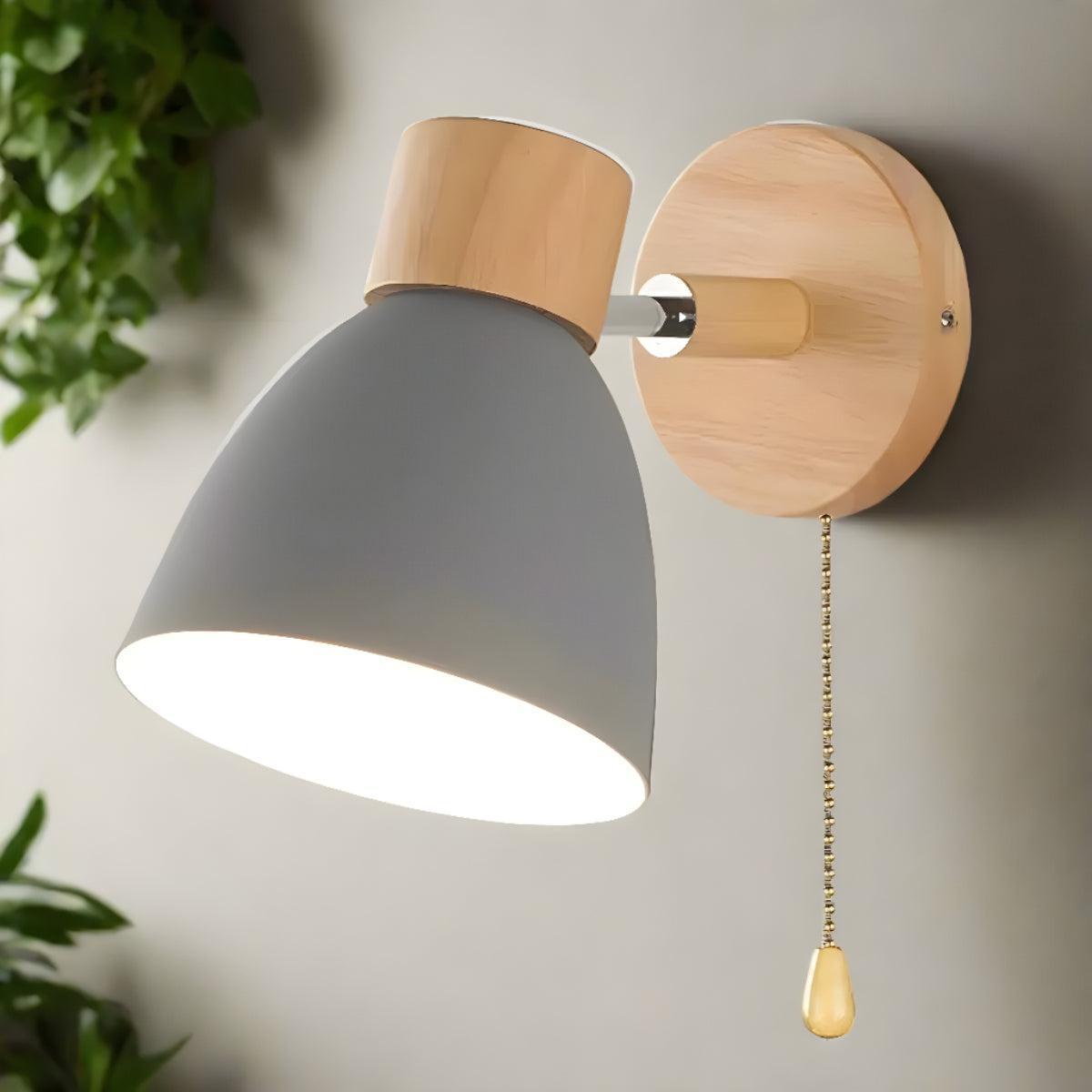 Scandinavian Wall Mounted Bedside Reading Light With Integrated Pull Switch