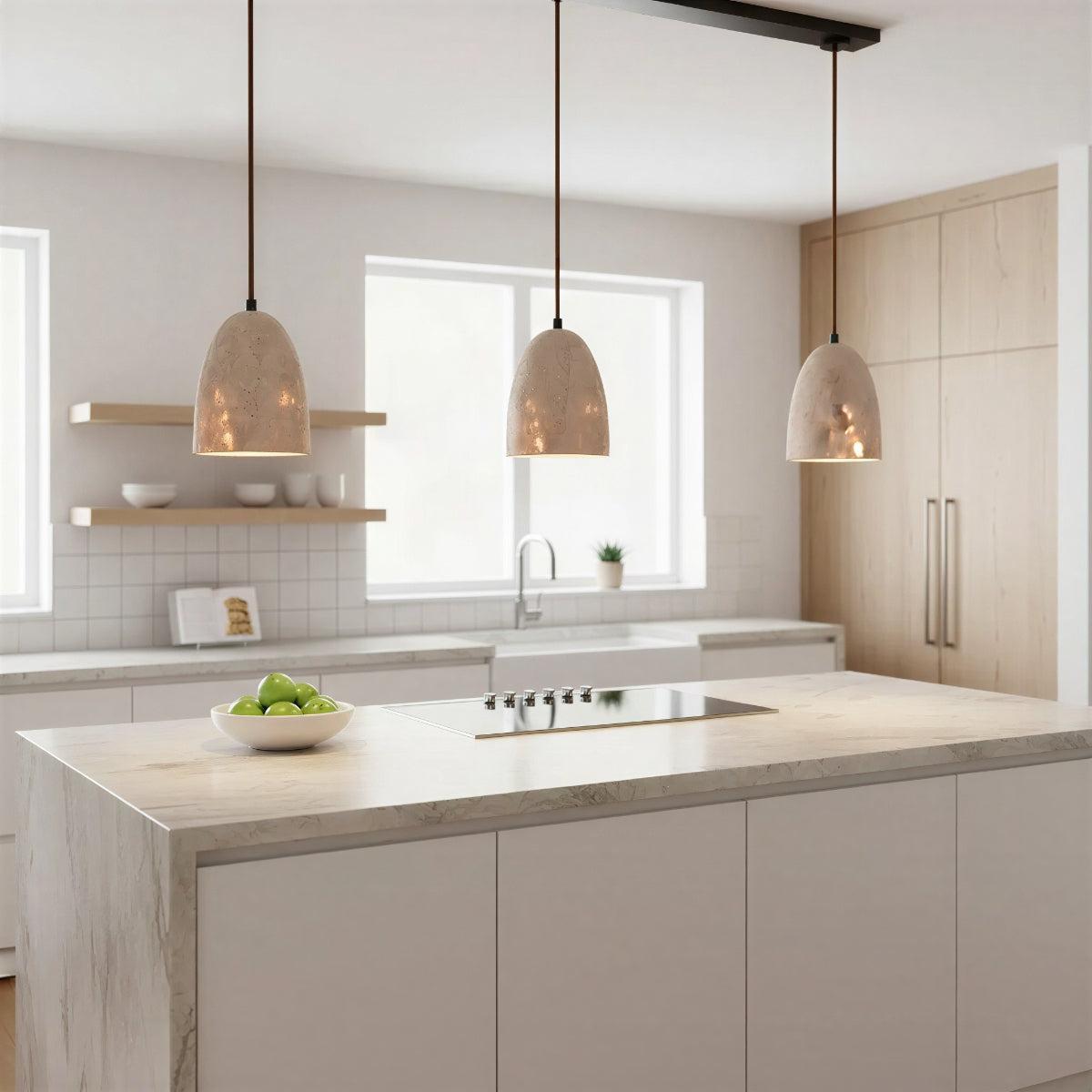 Stone Pendant Light Fitting With Warm Stoney Glow