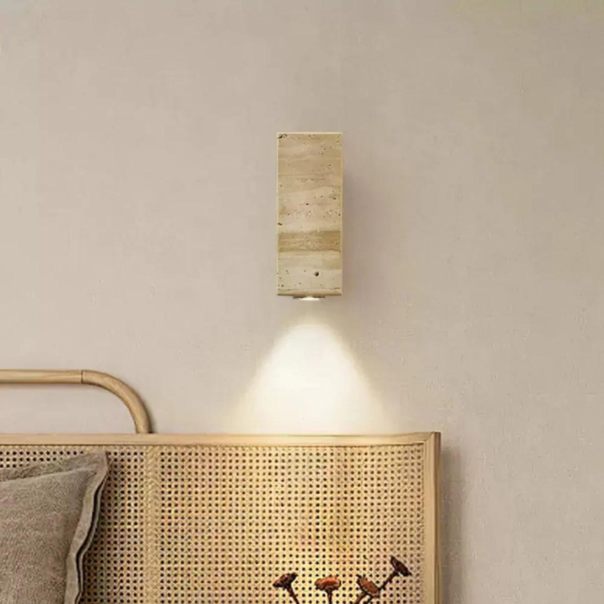 Stone Styled Cylindrical Wall Light With Downlight