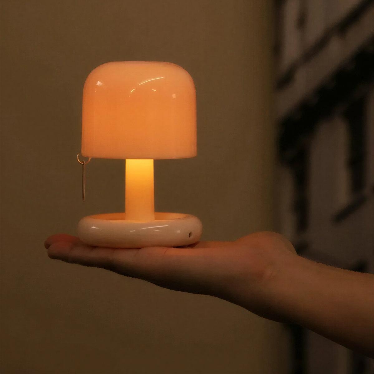 Sunset Table Lamp With Retro Mushroom Design And Dimmable Touch Control