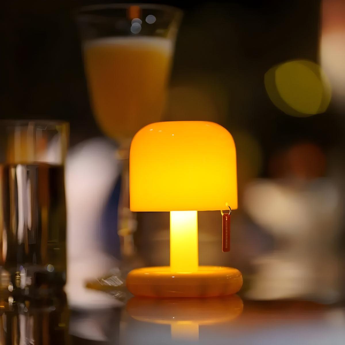 Sunset Table Lamp With Retro Mushroom Design And Dimmable Touch Control