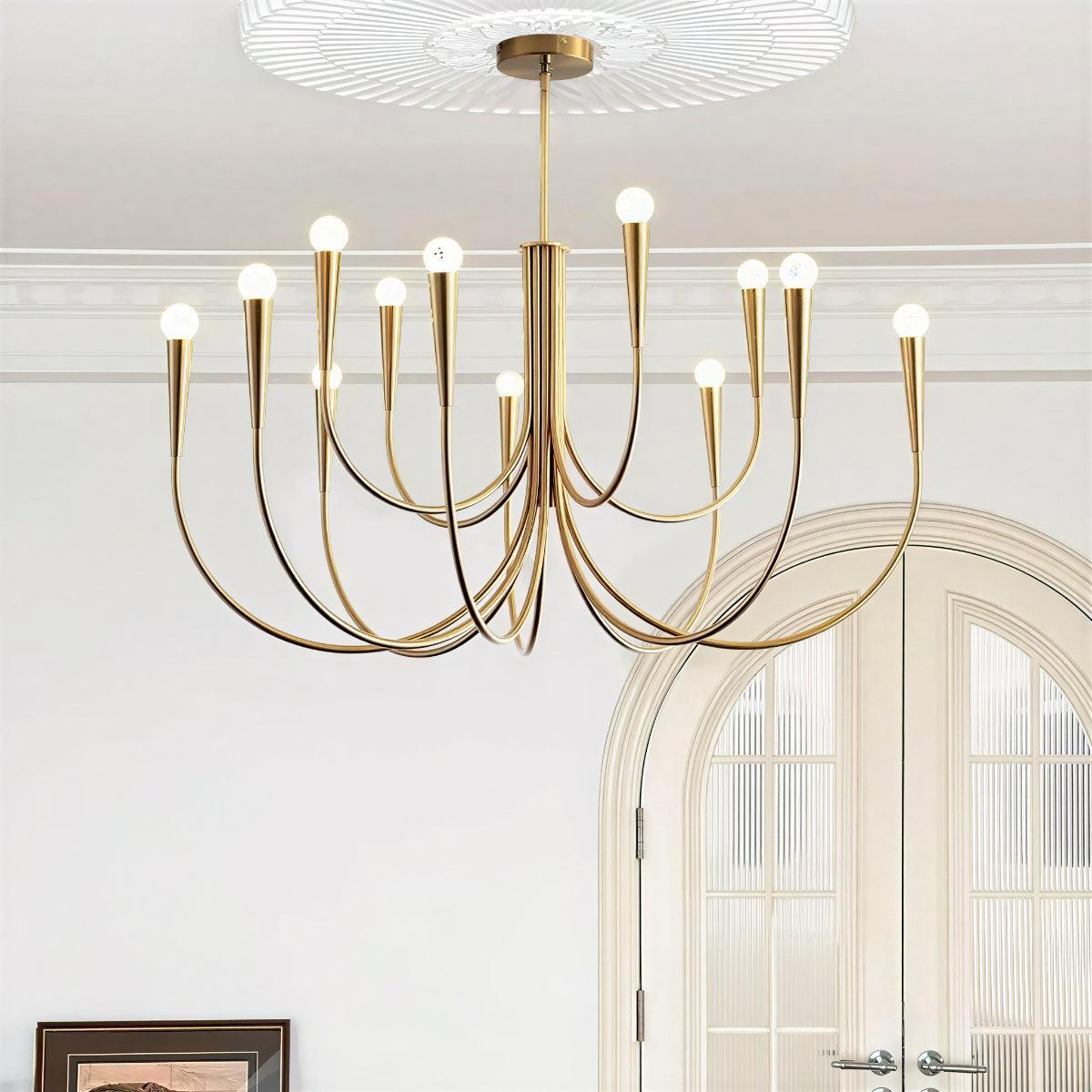 Swoop Arm Chandelier Ceiling Light For Lounge And Sitting Rooms