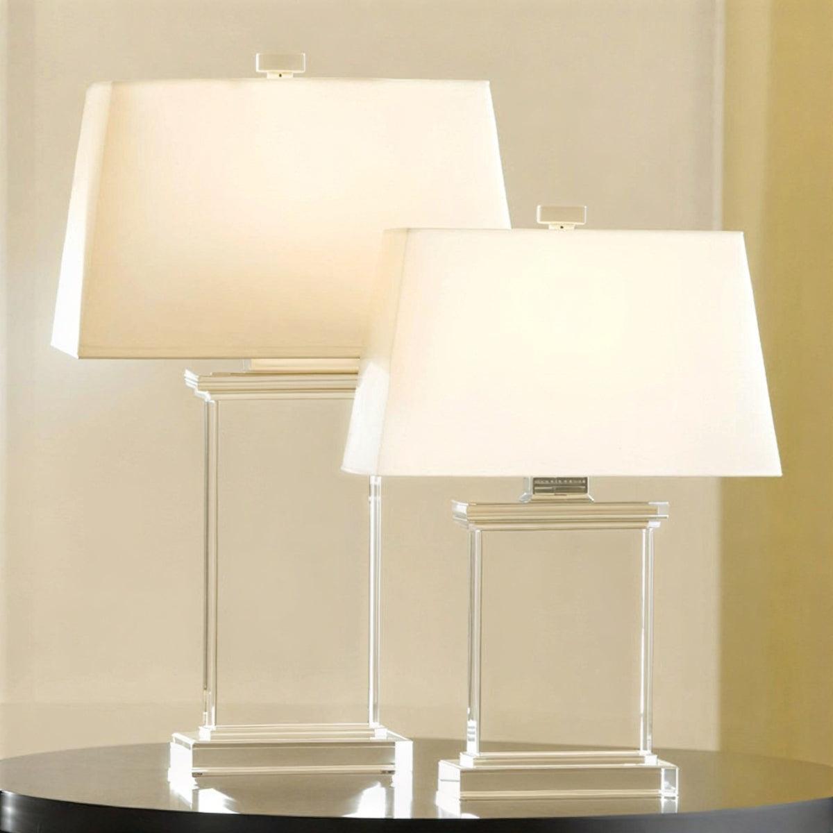 Table Lamp With Modern Rectangular Design And Fabric Shade