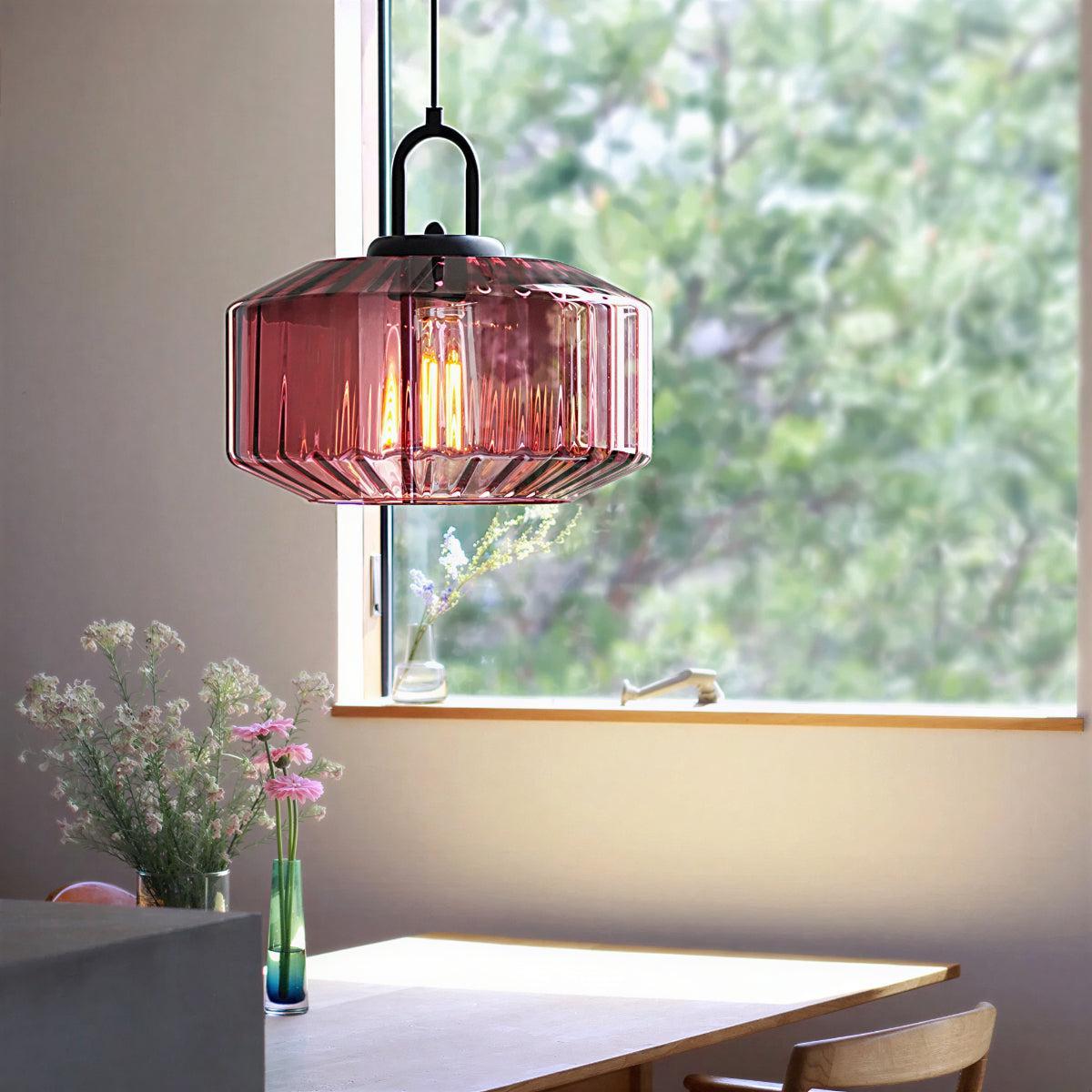 Vintage Striped Glass Pendant Light Ceiling Light Fixture