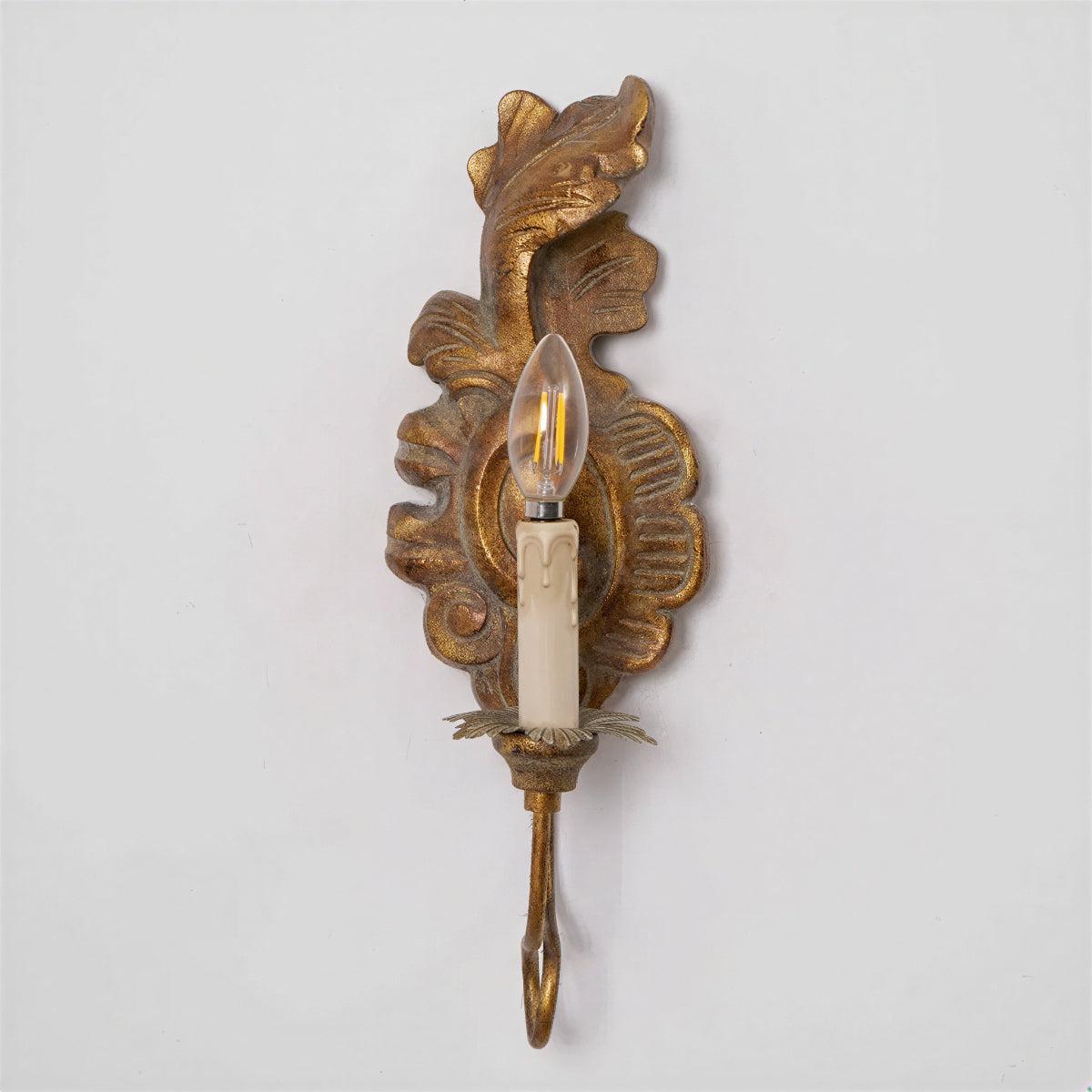 Vintage Wall Light Featuring Classical French Style Ornate Candle Sconce